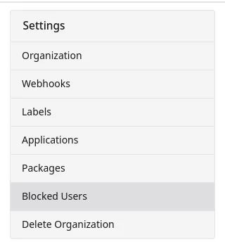 Blocked Users page being selected in the table